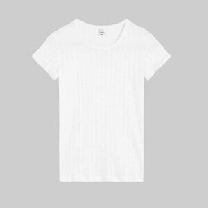 NWT LESET Pointelle Slim Fit Tee Size S white